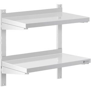 Royal Catering - Stainless Steel Wall Shelf Kitchen Shelf Commercial Kitchen 2 Shelves 30x60cm