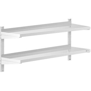 Royal Catering - Stainless Steel Wall Shelf Kitchen Shelf Commercial Kitchen 2 Shelves 40x120cm