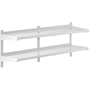 Royal Catering - Stainless Steel Wall Shelf Kitchen Shelf Commercial Kitchen 2 Shelves 40x150cm