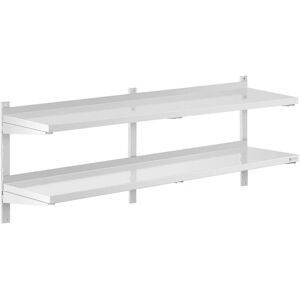 Royal Catering - Stainless Steel Wall Shelf Kitchen Shelf Commercial Kitchen 2 Shelves 40x160cm