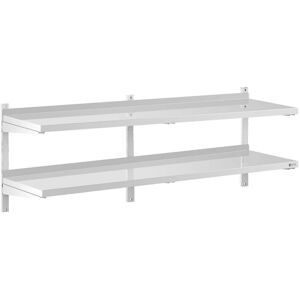 Royal Catering - Stainless Steel Wall Shelf Kitchen Shelf Commercial Kitchen 2 Shelves 40x180cm