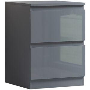 Fwstyle - Stora Bedside Cabinet Grey Gloss Drawer Fronts with Matt Grey Frame - Grey Gloss