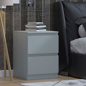 FWSTYLE Stora Modern Bedside Cabinet - Matt Grey - Grey
