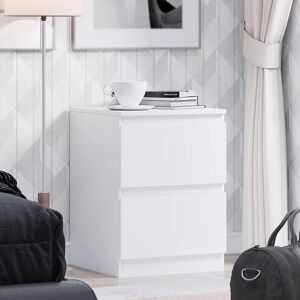 FWSTYLE Stora Modern Bedside Cabinet - Matt White - White