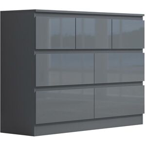 FWSTYLE Stora Modern Merchant Chest - Grey Gloss Front - Grey Gloss