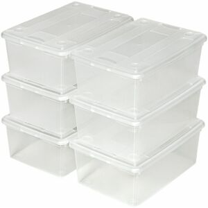 TECTAKE Storage boxes 12-piece set 33x23x12cm - plastic storage box, storage box with lid, storage container - transparent