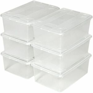 TECTAKE Storage boxes 24-piece set 33x23x12cm - plastic storage box, storage box with lid, storage container - transparent