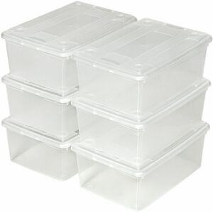 TECTAKE Storage boxes 36-piece set 33x23x12cm - plastic storage box, storage box with lid, storage container - transparent