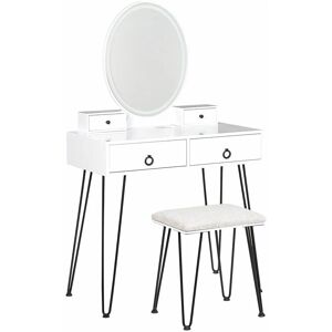 BELIANI Stylish Ornamental 4-Drawer Glam Dressing Table led Mirror White and Black Soye - White