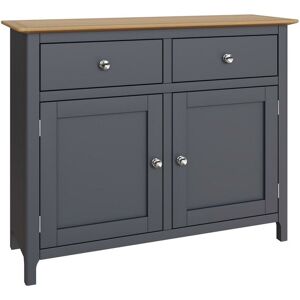 Fwstyle - Sideboard Graphite Blue Oak Veneer 2 Doors 2 Drawers Storage Cupboard - Blue