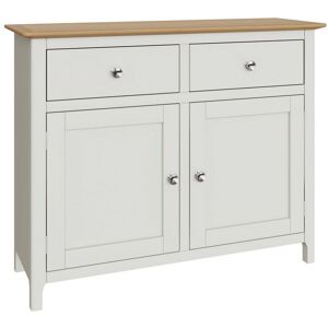 Fwstyle - Sideboard Cream Linen Solid Oak 2 Doors 2 Drawers Storage Cupboard - Linen