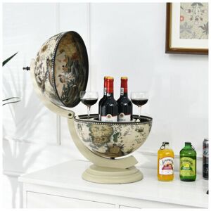 Gymax - Tabletop Globe Bar Cabinet Storage w/Nautical Chart Wood Wine Stand