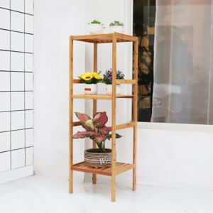 UNHO Tall 4 Tier Bamboo Wood Storage Rack/Shelving Bathroom Shelf Kitchen/Office Unit