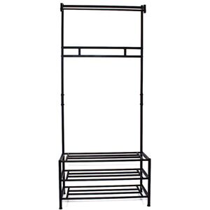 Iqgb - Tall Black Metal Hallway Storage Rack.Industrial Design.Shoe Racks.Hanging Rail.