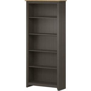 ARIZONA Tall Display Bookcase with Solid Pine Top Kitchen Bathroom Storage Cabinet Grey - Grey