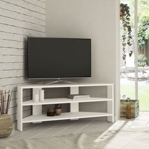 Thales Corner Modern tv Stand Multimedia Centre tv Unit White Corner 110cm - White - Decortie