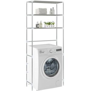 Sweiko - 3-Tier Storage Rack over Laundry Machine Silver 69x28x169 cm VDTD23578