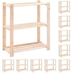 SWEIKO 3-Tier Storage Racks 10 pcs 80x38x90 cm fsc Solid Pinewood 150 kg VDTD33926