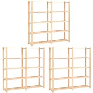 SWEIKO 5-Tier Storage Racks 3 pcs 170x38x170 cm fsc Solid Pinewood 500 kg VDTD33916