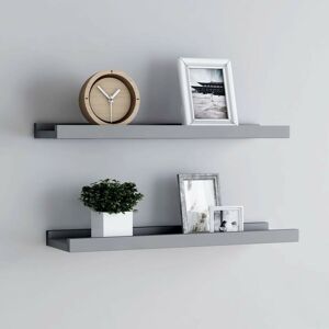 Sweiko - Picture Frame Ledge Shelves 2 pcs Grey 40x9x3 cm mdf FF323934UK