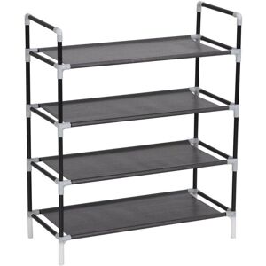 SWEIKO Shoe Rack with 4 Shelves Metal and Non-woven Fabric Black VDTD11586