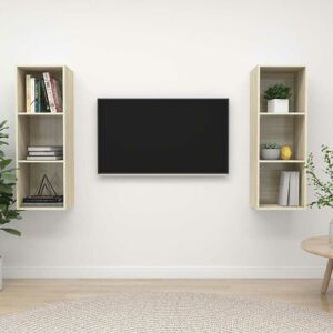 SWEIKO Wall-mounted tv Cabinets 2 pcs Sonoma Oak Chipboard FF3079856UK