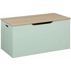 SWEEEK Pine children's toy chest 80cm, lime green, hinged lid, side handles - Celadon Green