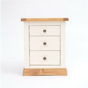 Cabinet Bits - Trevi 3 Drawer Bedside Table Brass Knob - Off-White