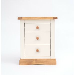 Cabinet Bits - Trevi 3 Drawer Bedside Table Wood Knob - Off-White