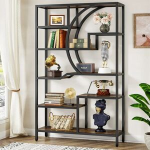 Tribesigns - 175cm Tall Bookshelf, Industrial 6-Tier Etagere Bookcase, Freestanding Open Book Shelves, Wood Storage Display Shelving Unit with 9 Open
