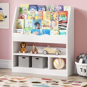 TRIBESIGNS Kids Bookshelf, Children's Bookcase Display Stand, Kids Toy Storage Organizer Rack, Wooden White Bookshelves for Kid's Room, Playroom, Homeschool,