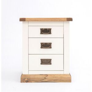 CABINET BITS Tropea 3 Drawer Bedside Table Brass Drop Handle - Off-White