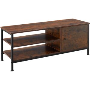 TECTAKE TV Cabinet Durban With 3 shelves & built in cupboard - TV shelf, TV cabinet industrial style, TV board - Industrial wood dark, rustic - Industrial