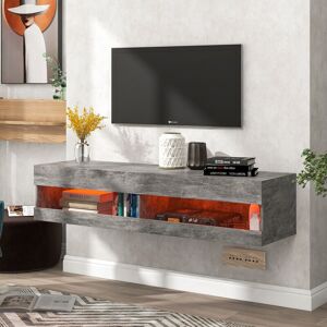 MODERNLUXE Tv Cabinet Hanging tv Unit with led, Wall Mounted Storage Shelf for up to 65 Inch tv Black