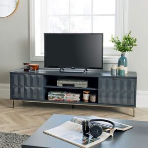 SIENA Tv Stand Cabinet Storage Unit High Gloss Grey 2 Door Entertainment Unit Stand - Grey