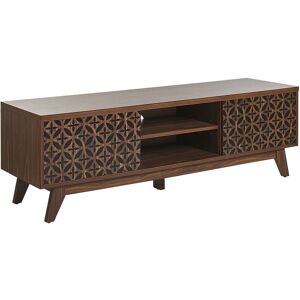 Beliani - tv Stand Entertainment Unit mdf Printed Door Living Room Dark Wood Prescot - Dark Wood