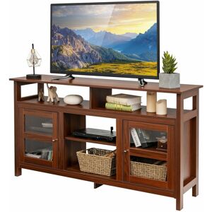 COSTWAY Tv Stand for 65' tv Fireplace tv Stand Entertainment Center Storage Cupboard