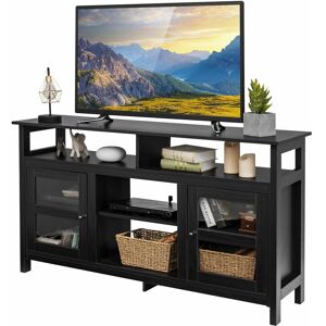 COSTWAY Tv Stand for 65' tv Fireplace tv Stand Entertainment Center Storage Cupboard