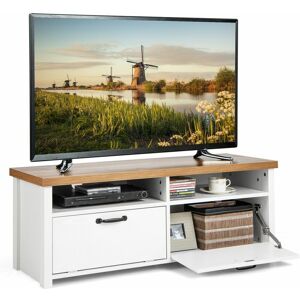 COSTWAY Tv Stand for TVs up to 48 Inches Wooden Modern tv Console Table W/2 Open Shelves