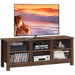 COSTWAY Tv Stand for TVs up to 55 Inches Wooden 6 Storage Compartments tv Cabinet Table