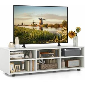 COSTWAY Tv Stand for TVs up to 55 Inches Wooden 6 Storage Compartments tv Cabinet Table