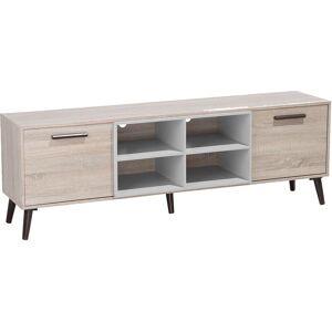 Beliani - Modern tv Unit with Storage 2 Cabinets Open Shelves Light Wood and Grey Alloa - Light Wood