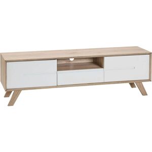 Beliani - Retro tv Stand Unit Storage Shelf Drawer Light Wood White Forester - Light Wood