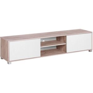 Beliani - Minimalist tv Stand Media Unit Storage Shelf Cabinet Light Wood White Lincoln - Light Wood