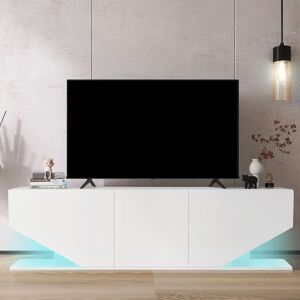 MODERNLUXE Tv Stand tv Unit tv Cabinet with led Lights High Gloss Entertainment Center 3 Storage Cabinet and 2 Open Shelves for 65 Inch TV,White