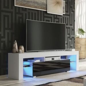 CREATIVE FURNITURE Tv Unit 160cm Sideboard Cabinet Cupboard tv Stand Living Room High Gloss Doors - White & Black - White & Black