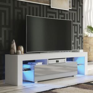 CREATIVE FURNITURE Tv Unit 160cm Sideboard Cabinet Cupboard tv Stand Living Room High Gloss Doors - White & Grey - White & Grey