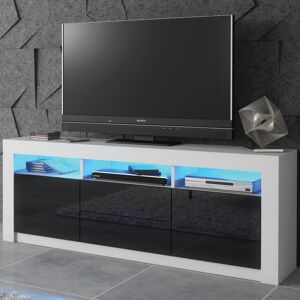 CREATIVE FURNITURE TV Unit 160cm Sideboard Cabinet Cupboard TV Stand Living Room High Gloss Doors - White & Black - White & Black
