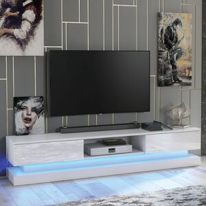 CREATIVE FURNITURE Tv Unit 180cm Sideboard Cabinet Cupboard tv Stand Living Room High Gloss Doors - White - White