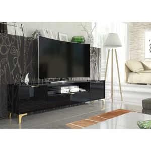 OLIVIA FURNITURE Tv Unit 200cm Luxury Modern Stand Cabinet Black High Gloss